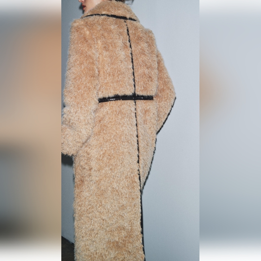 ZARA LIMITED EDITION LIGHT BROWN FLEECE LONG COAT ❤️❤️❤️ - Picture 5 of 8